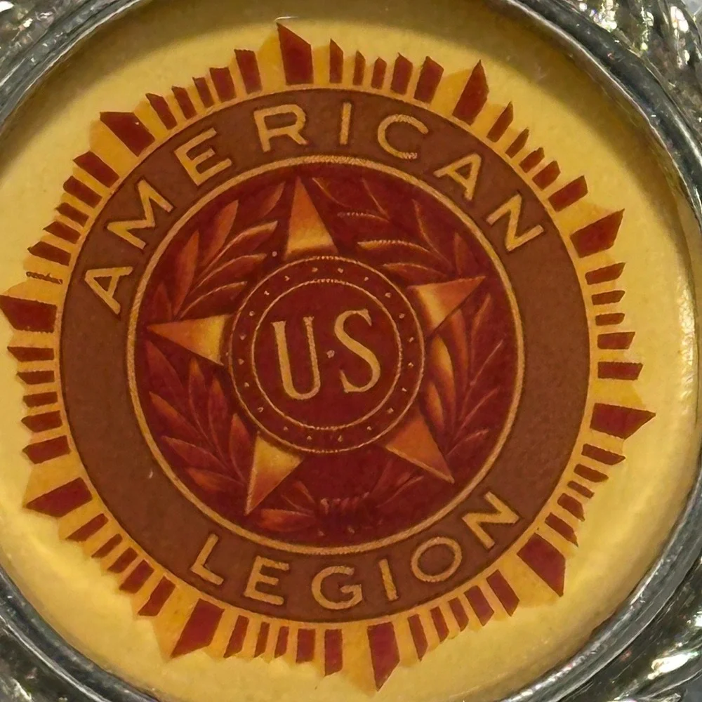 Vintage American Legion Belt Buckle US Veterans Military Emblem Ornate Silver